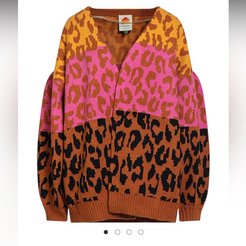 Farm Rio Mixed Knit Colorful Leopards Cardigan size L